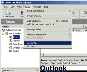 Outlook Express Tools Menu