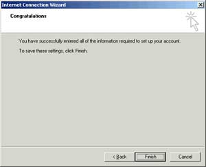 Finish Outlook Express Connection Wizard