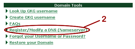 Select Register/Modify a DNS (Nameserver).